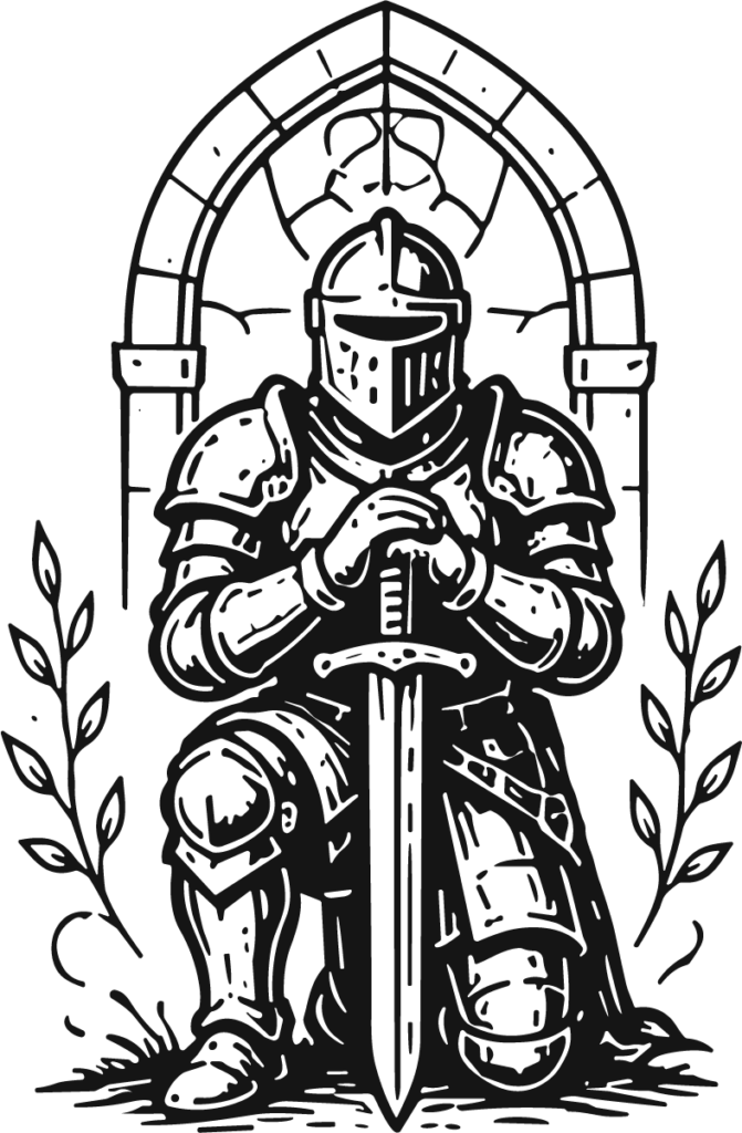 Kneeling Knight SVG Solemn Medieval Vector