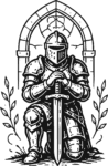 Kneeling Knight SVG Solemn Medieval Vector