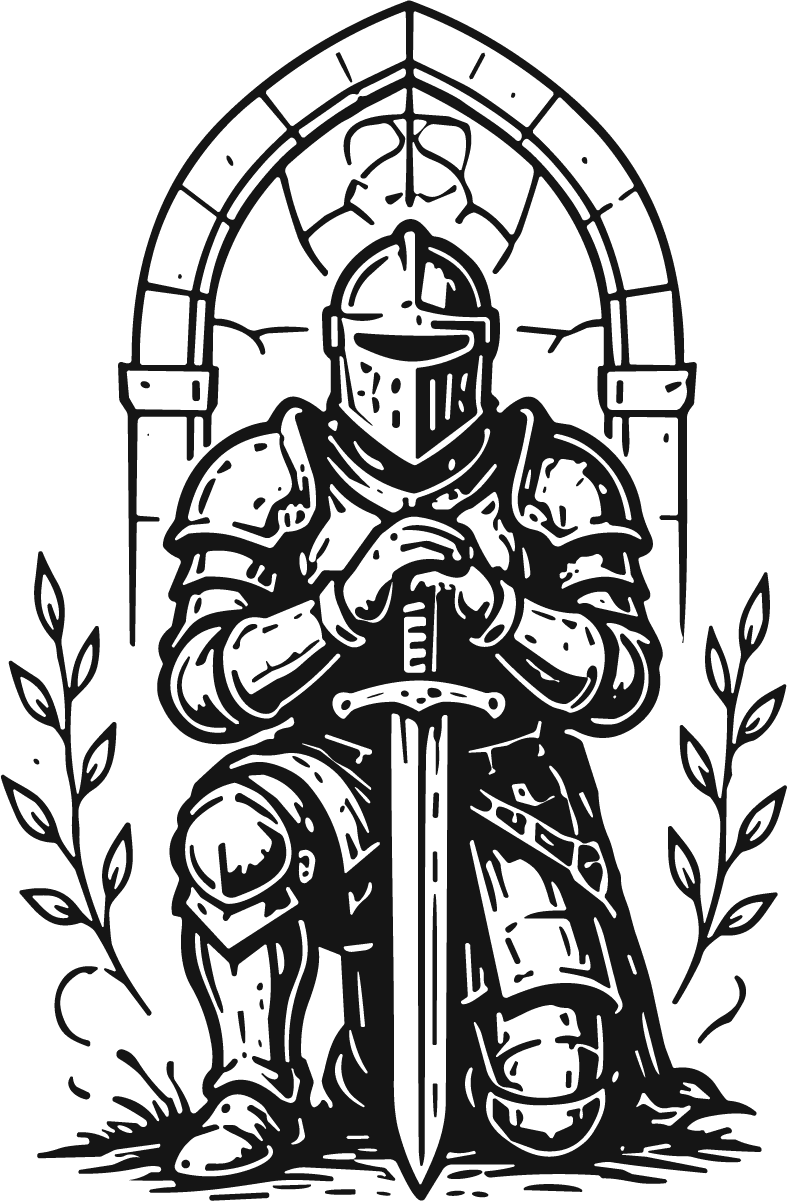 Kneeling Knight SVG Solemn Medieval Vector - Image 1