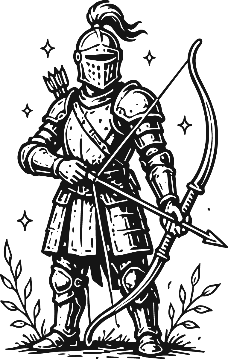 Knight Archer SVG Bold Ink Fantasy Vector - Image 1
