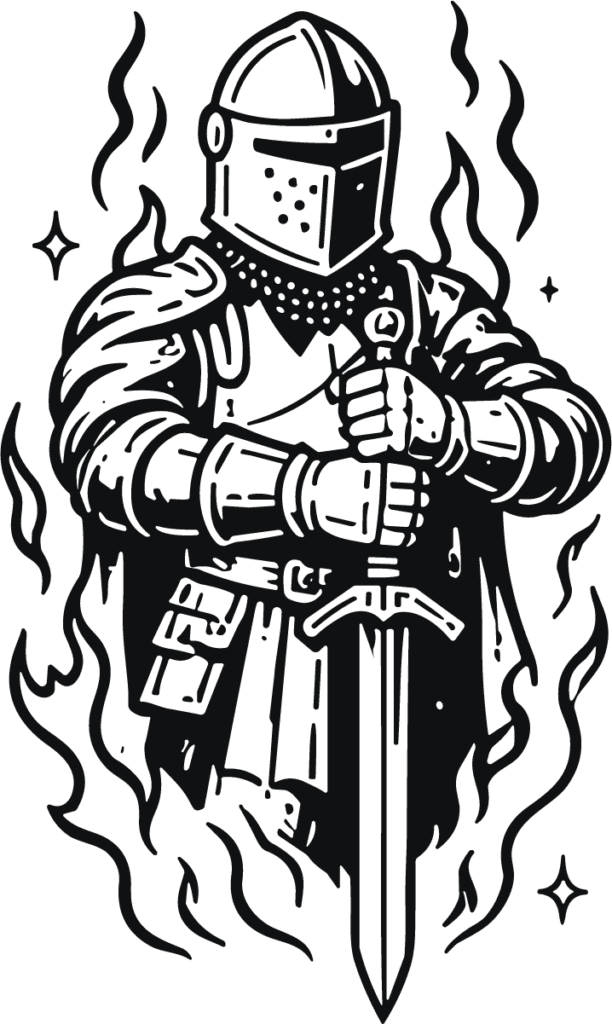 Knight In Armor SVG Flaming Medieval Vector