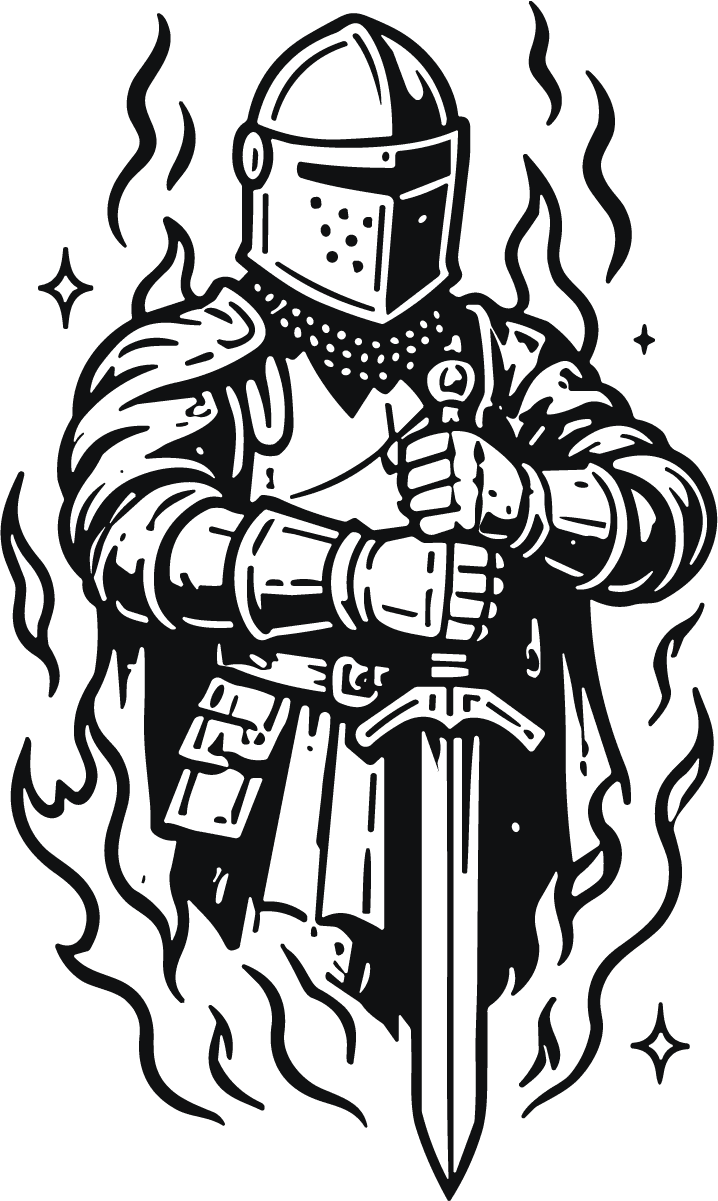 Knight In Armor SVG Flaming Medieval Vector - Image 1