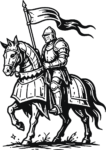 Knight on Horseback SVG Medieval Line Art Vector