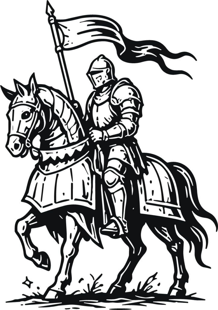 Knight on Horseback SVG Medieval Line Art Vector