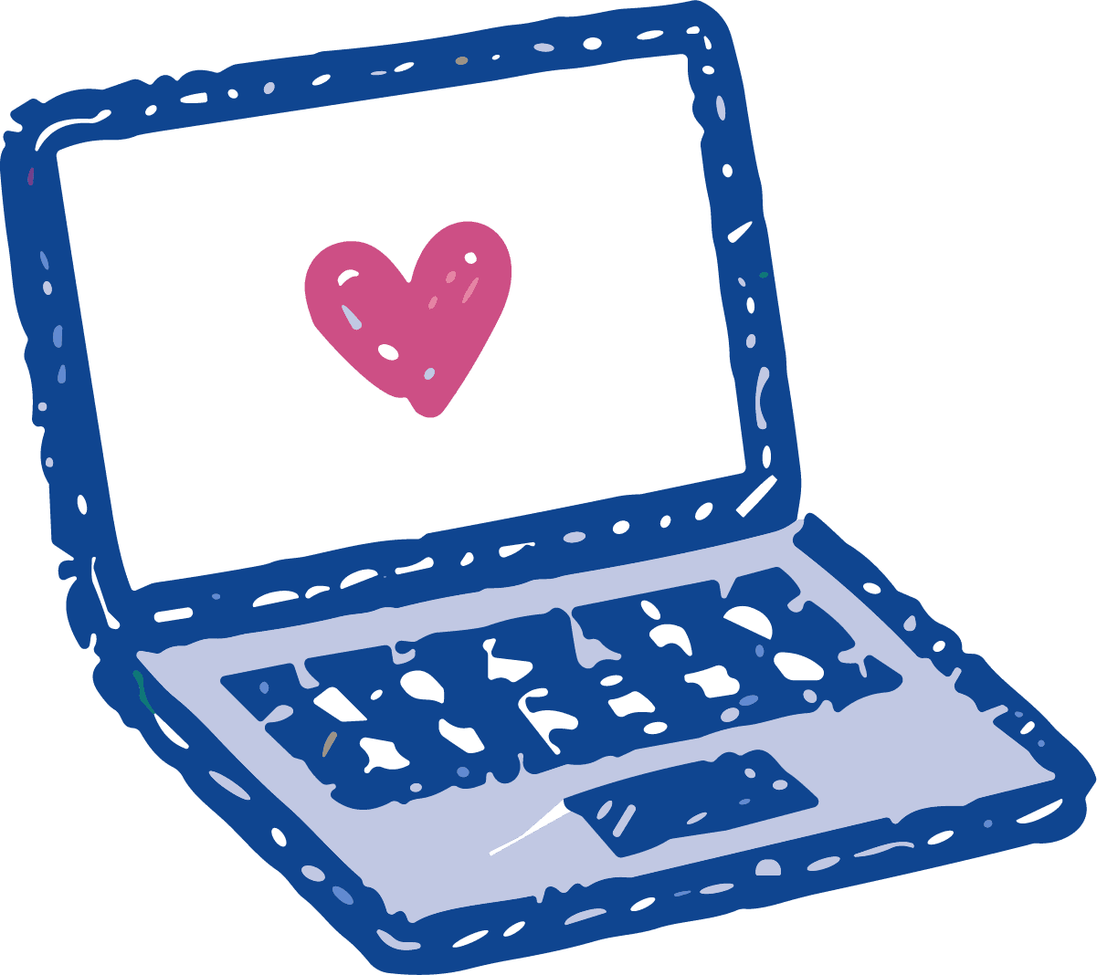 Laptop With Heart SVG Playful Sketch Vector - Image 1