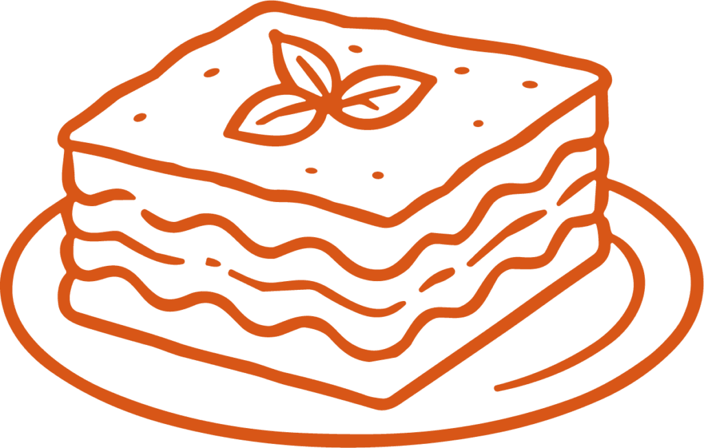 Lasagna Slice SVG Rustic Outline Vector