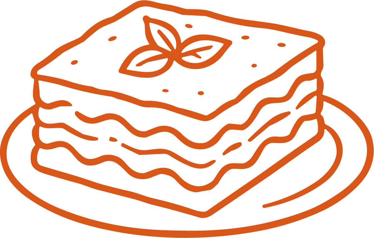 Lasagna Slice SVG Rustic Outline Vector - Image 1