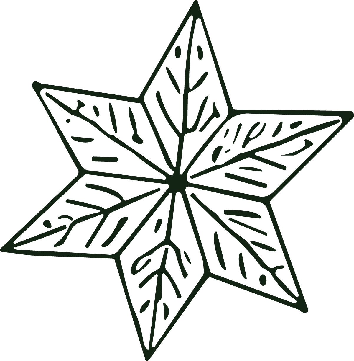 Leaf Star SVG Botanical Outline Vector - Image 1