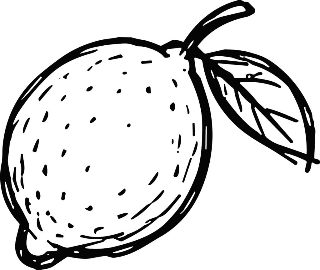 Lemon With Leaf SVG Bold Outline Vector