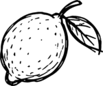 Lemon With Leaf SVG Bold Outline Vector