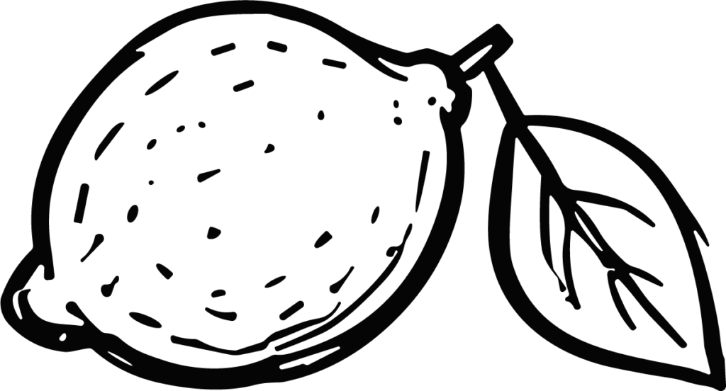 Lemon With Leaf SVG Bold Outline Vector