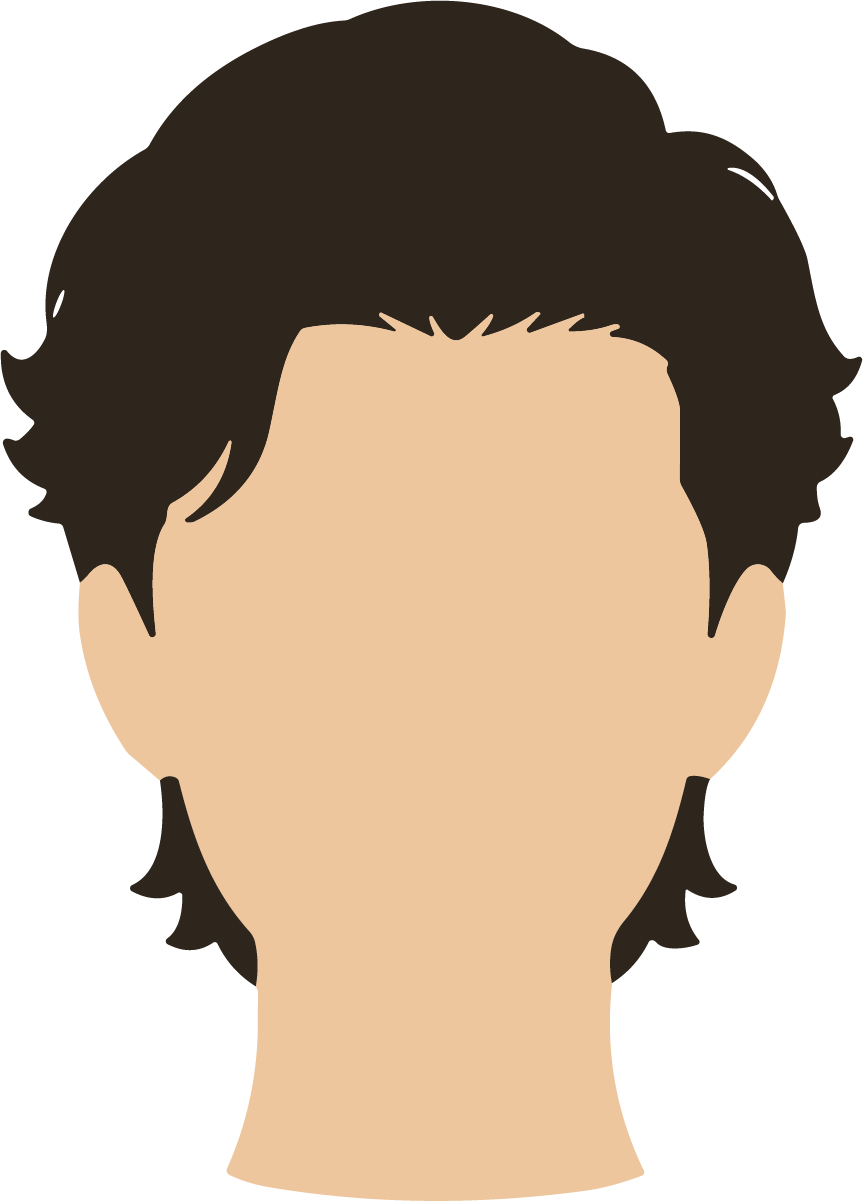 Male Face Avatar SVG Wavy Hair Vector - Image 1