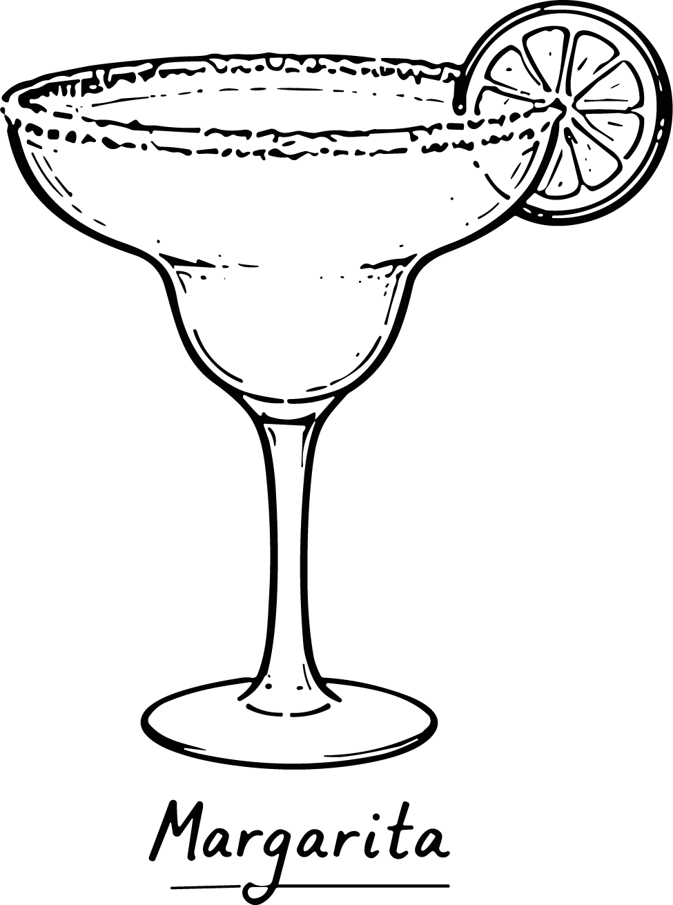 Margarita Cocktail SVG Hand-Sketched Bar Vector - Image 1
