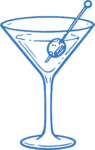 Martini Glass SVG Blue Line Sketch Vector