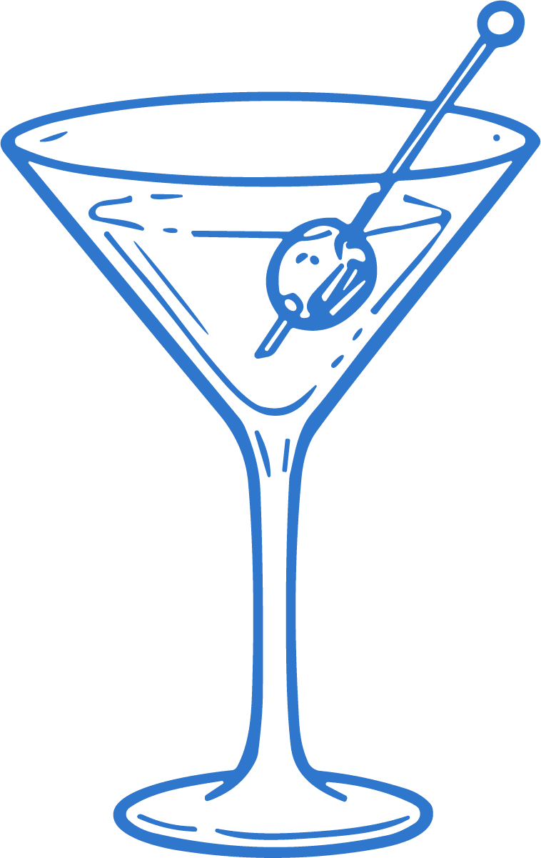 Martini Glass SVG Blue Line Sketch Vector - Image 1