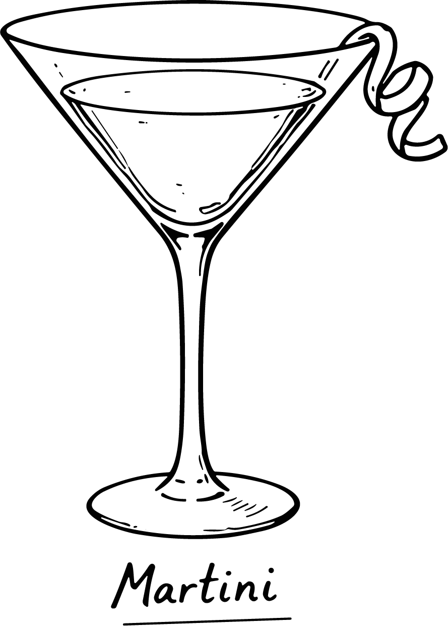 Martini Glass SVG Classic Bar Sketch Vector - Image 1