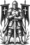 Medieval Knight SVG Heroic Crusader Vector