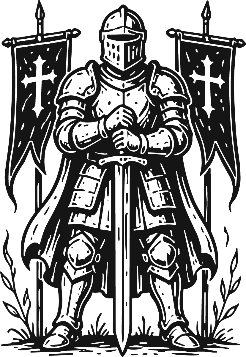 Medieval Knight SVG Heroic Crusader Vector - Image 1