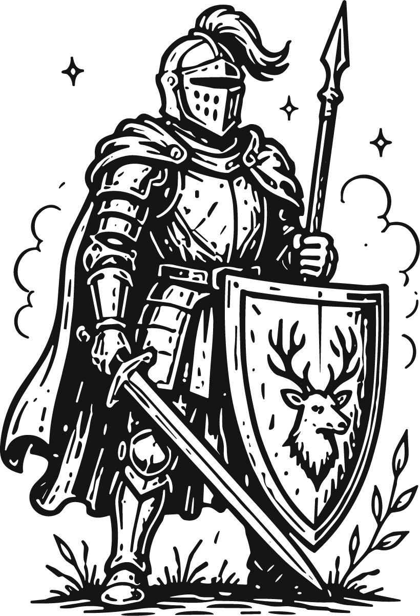 Medieval Knight SVG Bold Ink Vector - Image 1