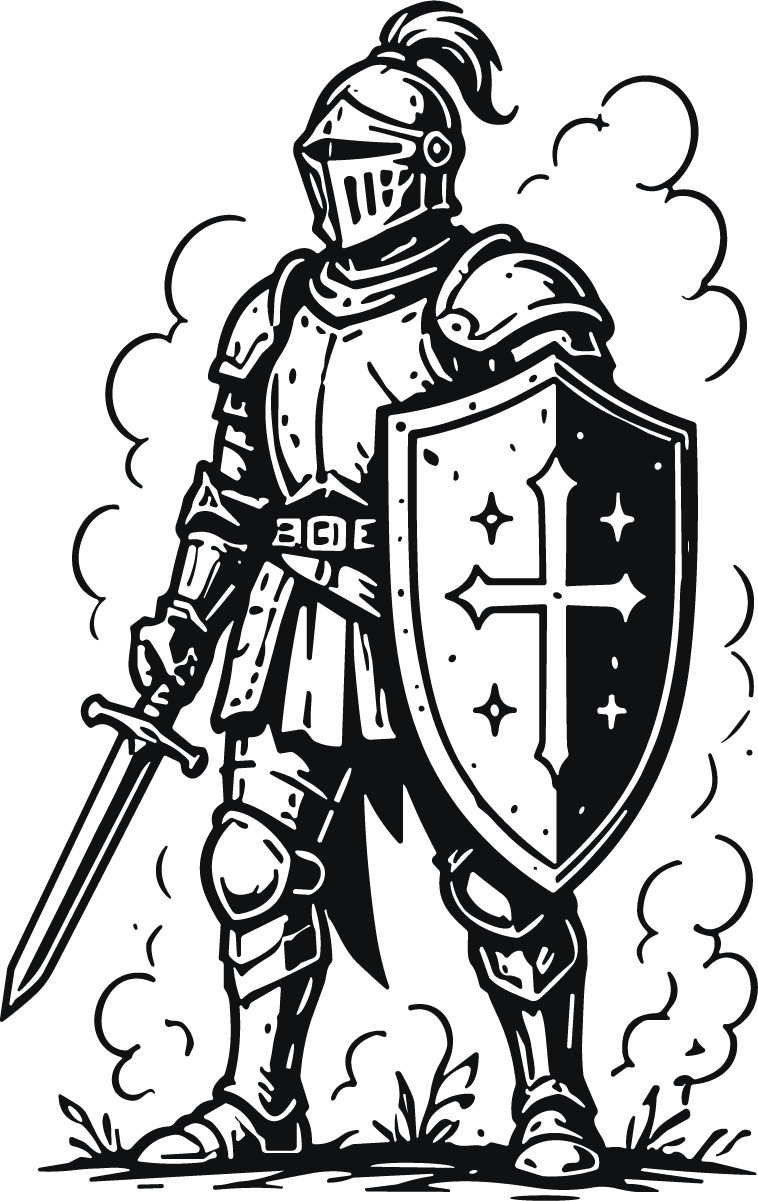 Medieval Knight SVG Bold Ink Vector - Image 1