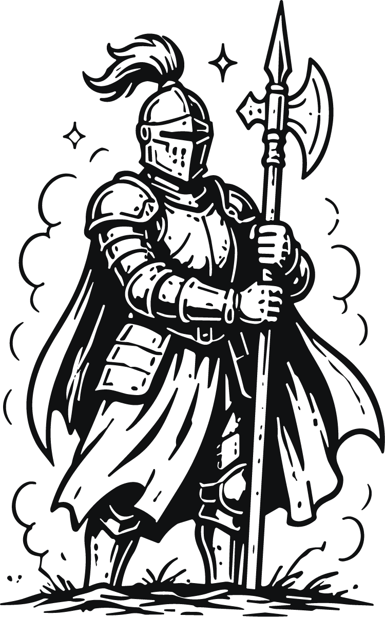 Medieval Knight SVG Bold Ink Vector - Image 1