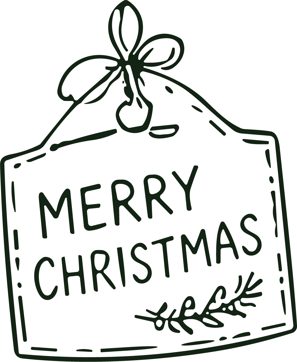 Merry Christmas Tag SVG Sketchy Holiday Vector - Image 1