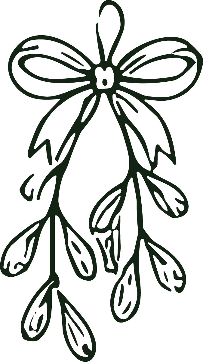 Mistletoe Bow SVG Rustic Botanical Vector - Image 1