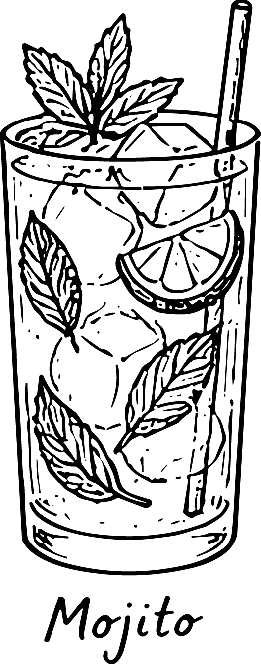 Mojito Cocktail SVG Detailed Line Sketch Vector - Image 1