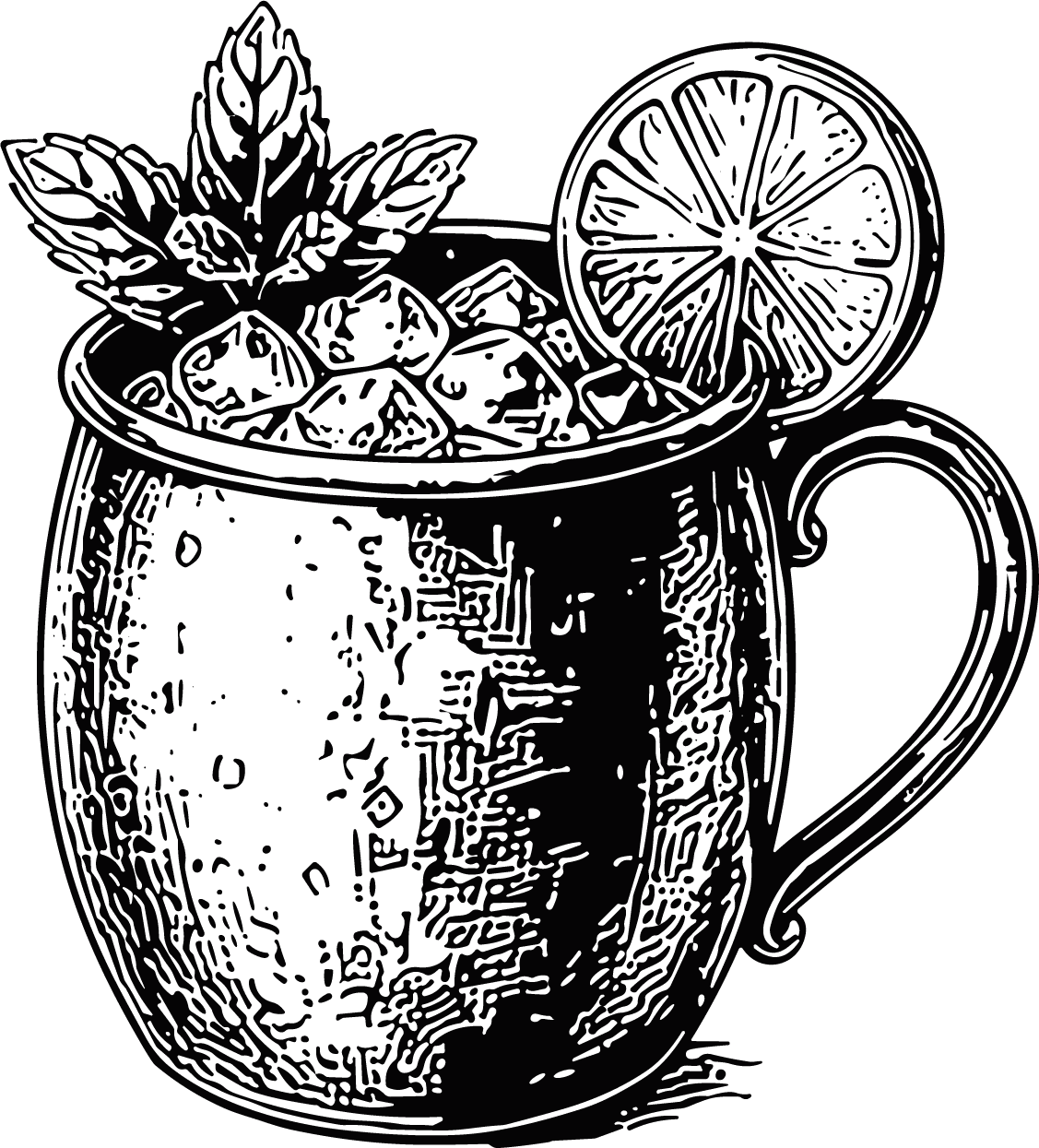 Moscow Mule Cocktail Detailed Engraving Vector - Image 1