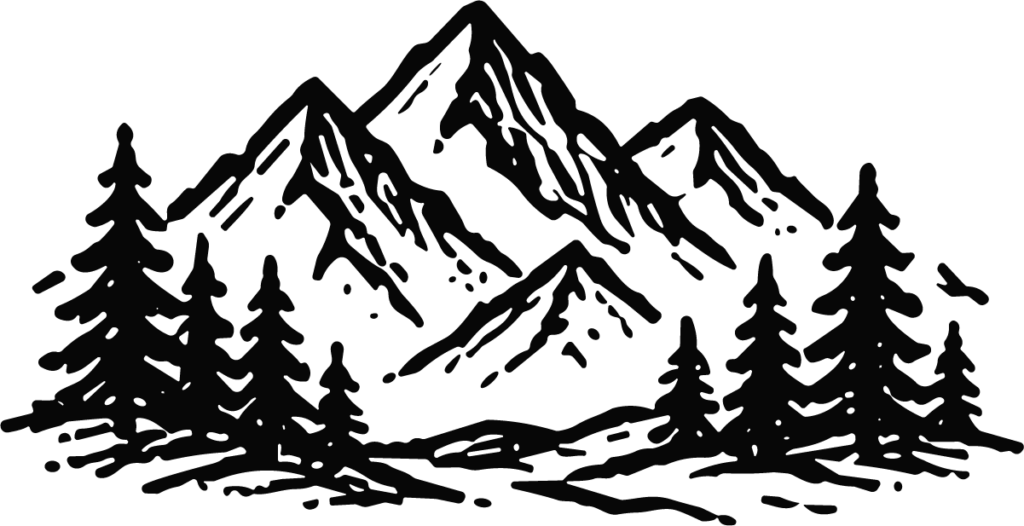 Mountain Forest Scene SVG Rugged Peaks Vector