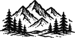 Mountain Forest Scene SVG Rugged Peaks Vector