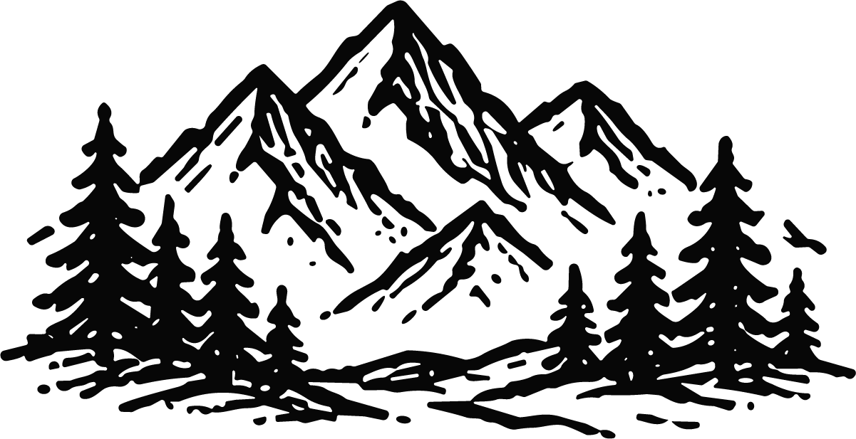 Mountain Forest Scene SVG Rugged Peaks Vector - Image 1
