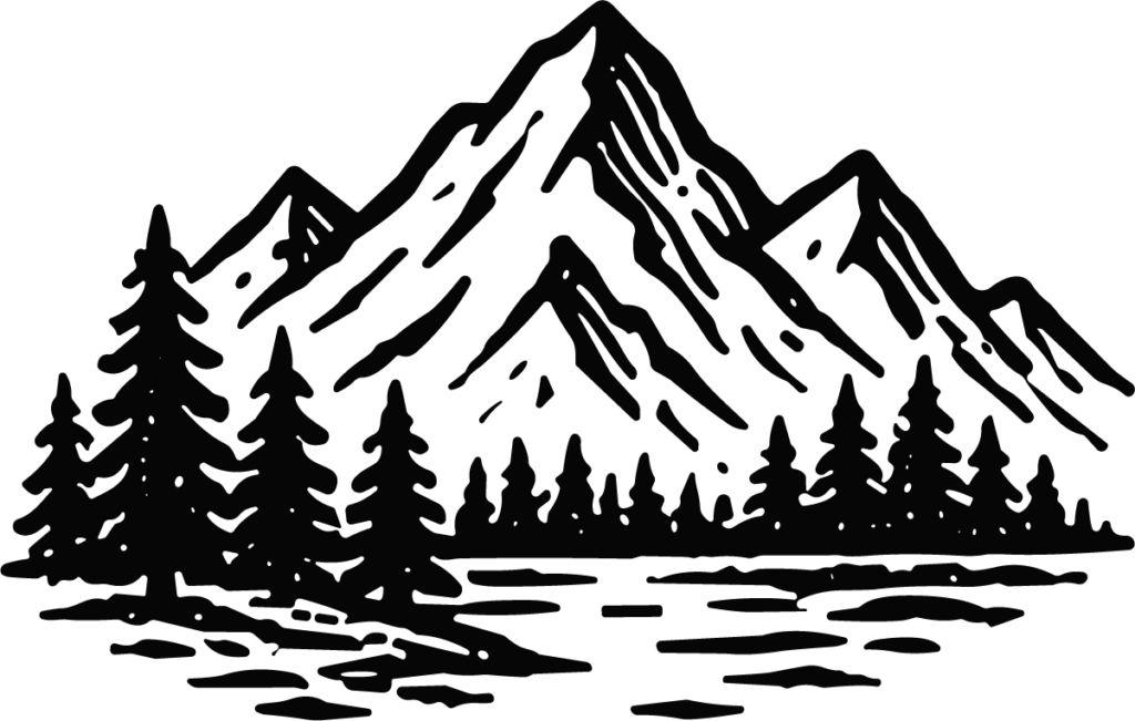 Mountain Lake Forest SVG Rugged Wilderness Vector