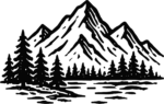 Mountain Lake Forest SVG Rugged Wilderness Vector