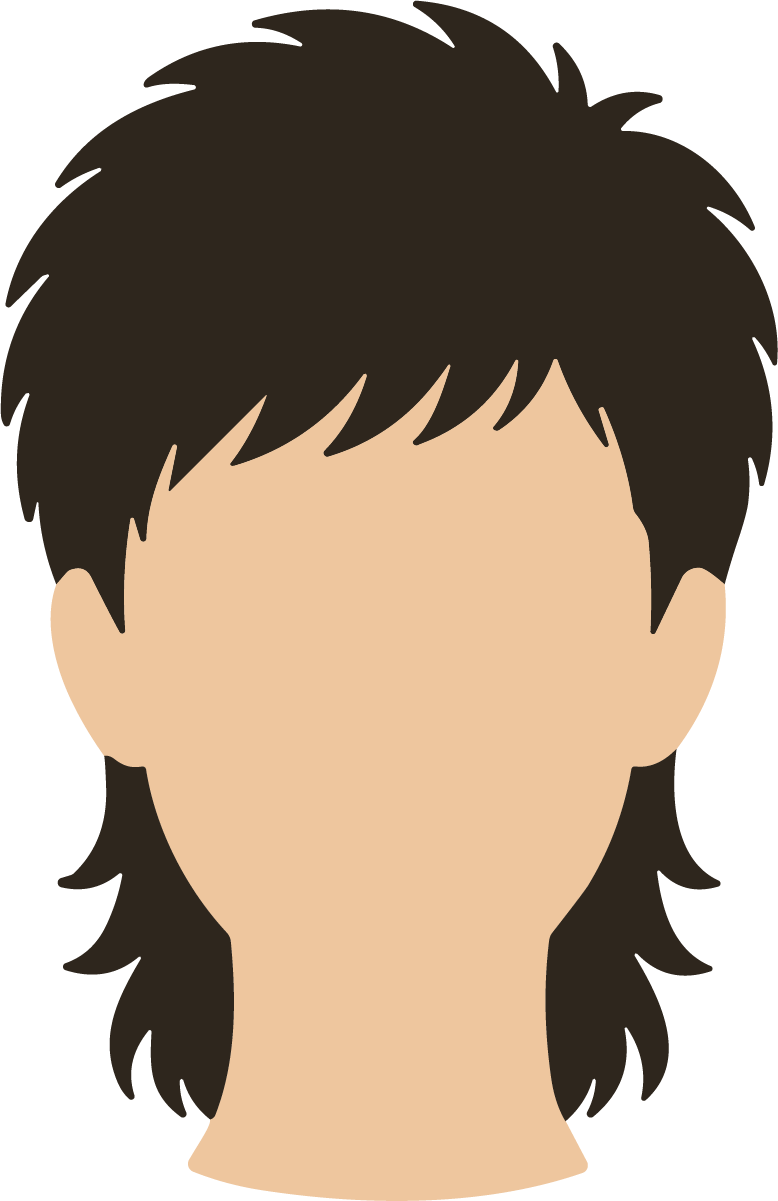 Mullet Hairstyle Avatar SVG Shaggy Layered Vector - Image 1