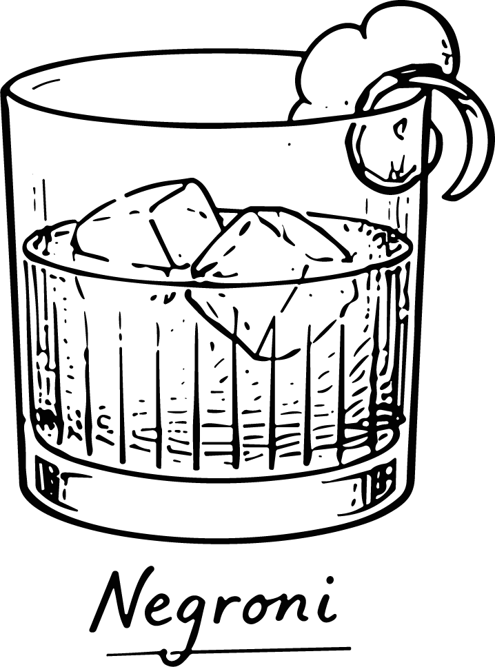 Negroni Cocktail SVG Bold Ink Vector
