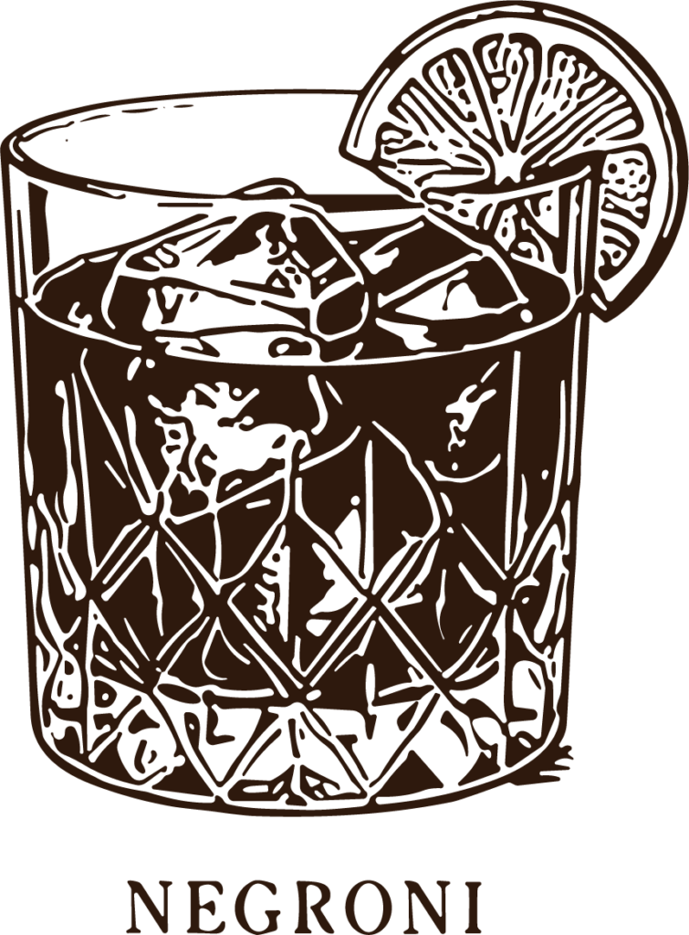 Negroni Cocktail SVG Etched Line Detail Vector