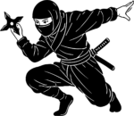 Ninja Warrior SVG Stealthy Crouch Vector