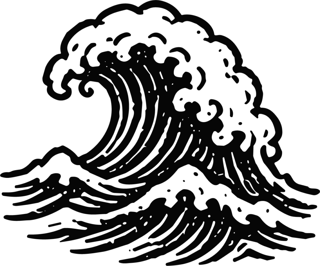 Ocean Wave SVG Bold Woodblock Vector