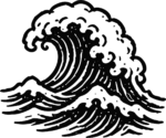 Ocean Wave SVG Bold Woodblock Vector