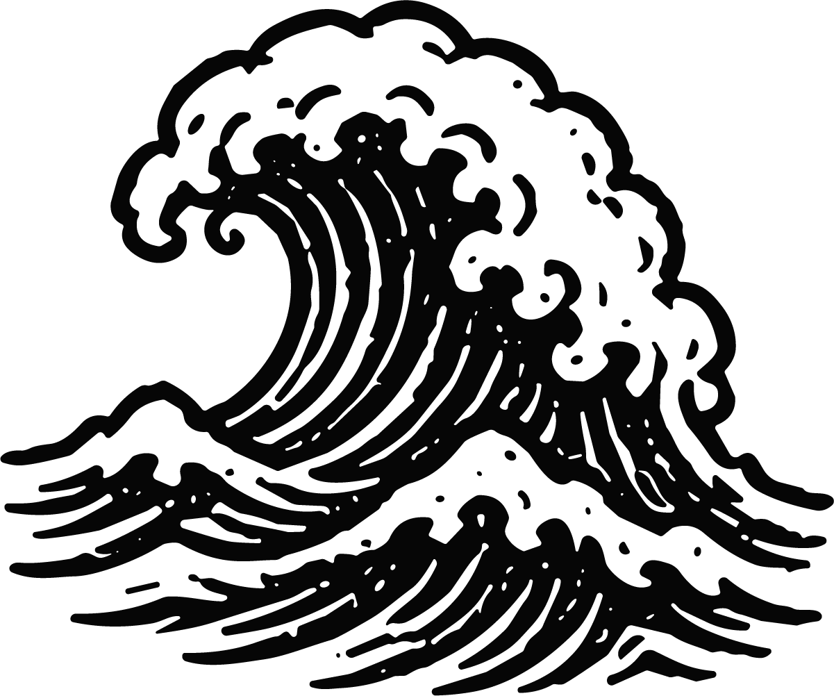 Ocean Wave SVG Bold Woodblock Vector - Image 1