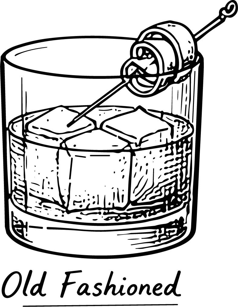 Old Fashioned Cocktail SVG Bold Sketch Vector