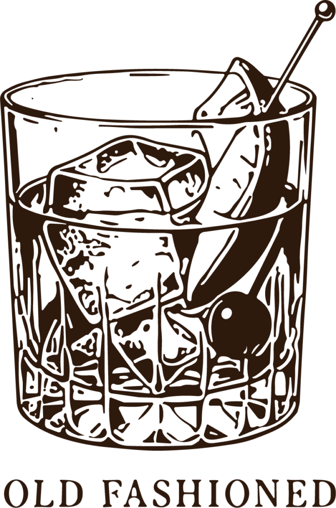 Old Fashioned Cocktail SVG Bold Ink Sketch Vector