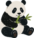 Panda Eating Bamboo SVG Gentle Wildlife Vector