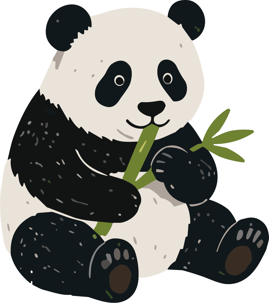 Panda Eating Bamboo SVG Gentle Wildlife Vector - Image 1