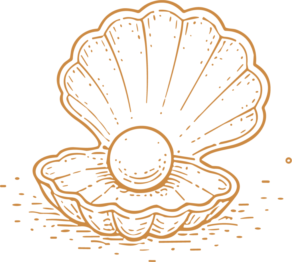 Pearl Shell SVG Golden Outline Vector