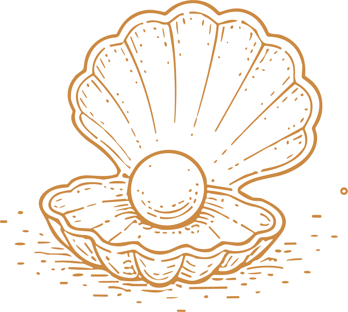 Pearl Shell SVG Golden Outline Vector - Image 1