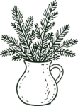 Pine Branches Vase SVG Rustic Sketch Vector
