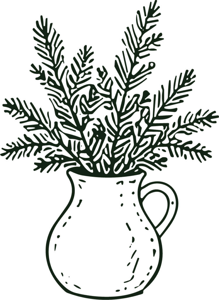 Pine Branches Vase SVG Rustic Sketch Vector