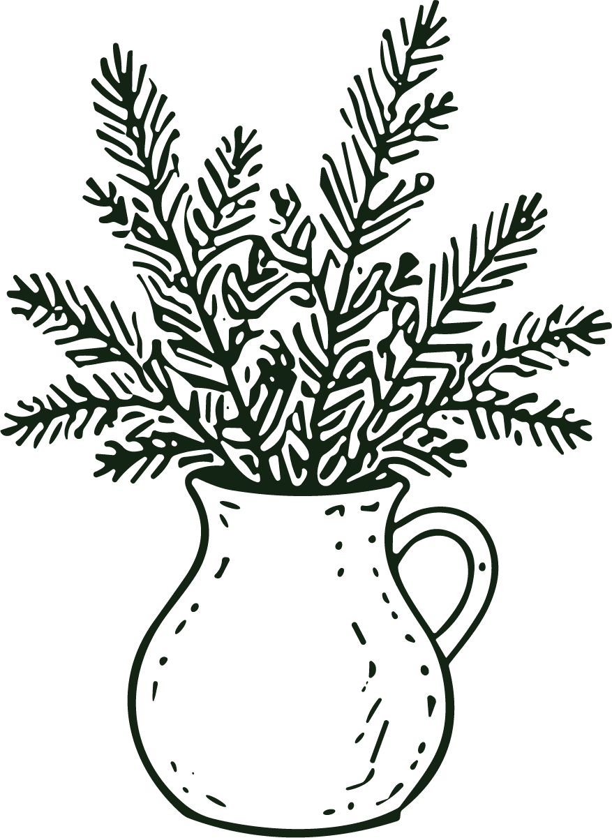 Pine Branches Vase SVG Rustic Sketch Vector - Image 1